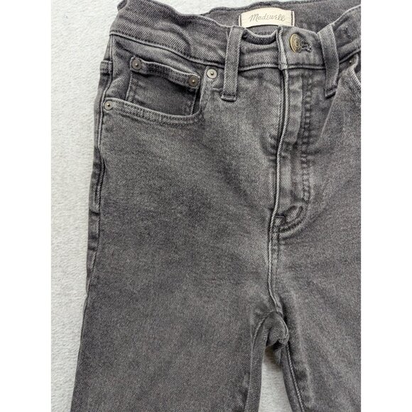 Madewell Jeans Womens SZ 27 Black Cali Demi Boot Stretch High Rise Raw Hem - Picture 2 of 16
